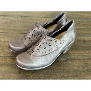 NAOT Precious Metallic Leather Comfort Shoes Womens Sz 8 Brown Laser Cut Slip On